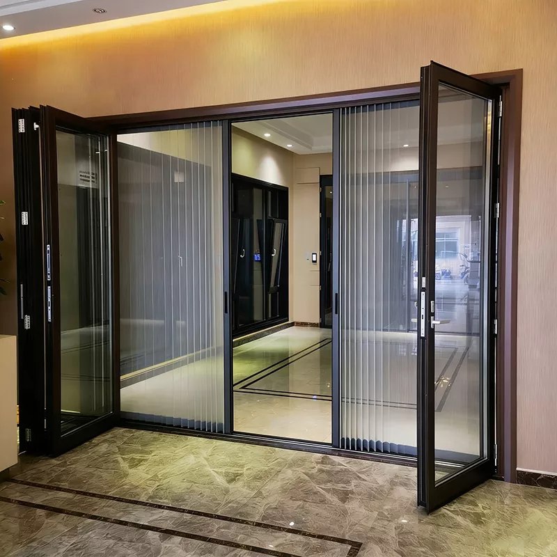 Aluminum Alloy Folding Door na May Heat Insulation At Ribbon